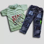 Boys Casual T-shirt Jeans  (Light Green)