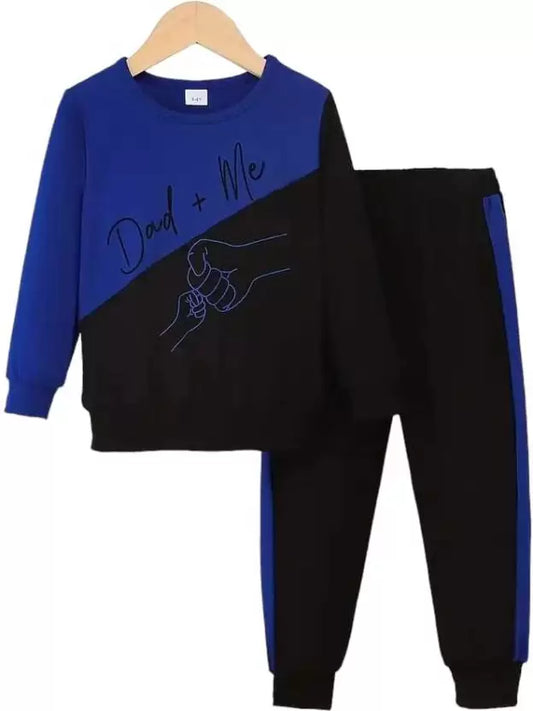 Boys Casual T-shirt Track Pants  (BLUE)