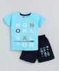 Boys Casual T-shirt Shorts light sky blue and navy blue