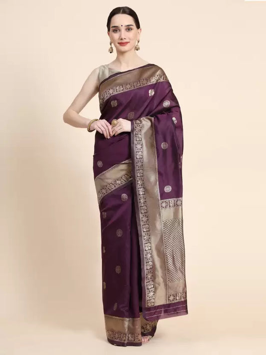 Kanjivaram Pure Silk, Art Silk Saree  (Purple)