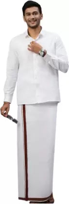 A Solid COTTONS Solid White Lungi