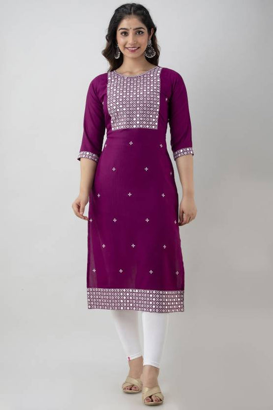 Women Embroidered  Straight Kurta  (Multicolor)