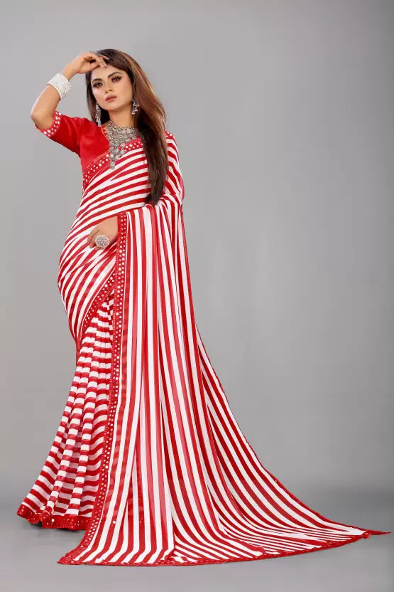 Printed Bollywood Georgette Saree  (Red)